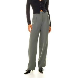 Aritzia Wilfred Size 00 Crepe Effortless Pants Wide Leg High Waist Sage/Grey